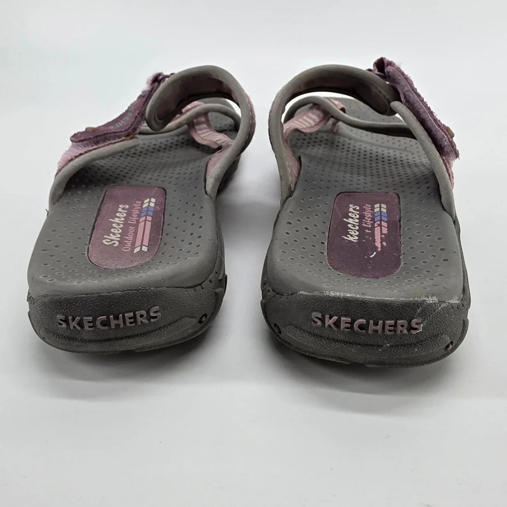 Skechers Reggae Adventure Sandals Purple Gray Outdoor Thong Flip Flop Gorpcore 7